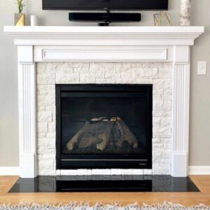 1008S Fireplace Mantle surround primed w/ picture frame on header, custom to fit