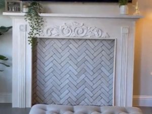 1000- Fireplace Mantel Surround w/appliqué Primed White